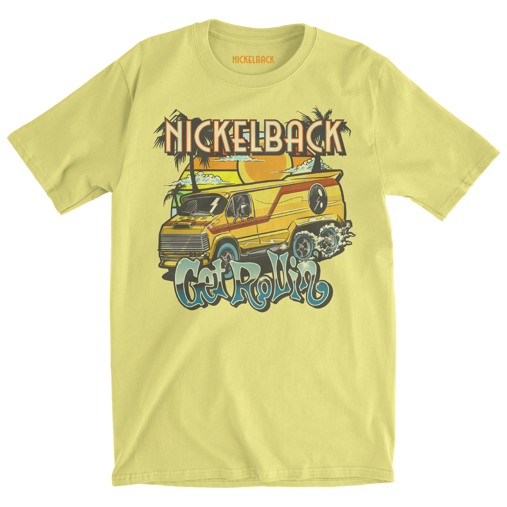 Get Rollin' Cover Pale Yellow Tee – Nickelback Official