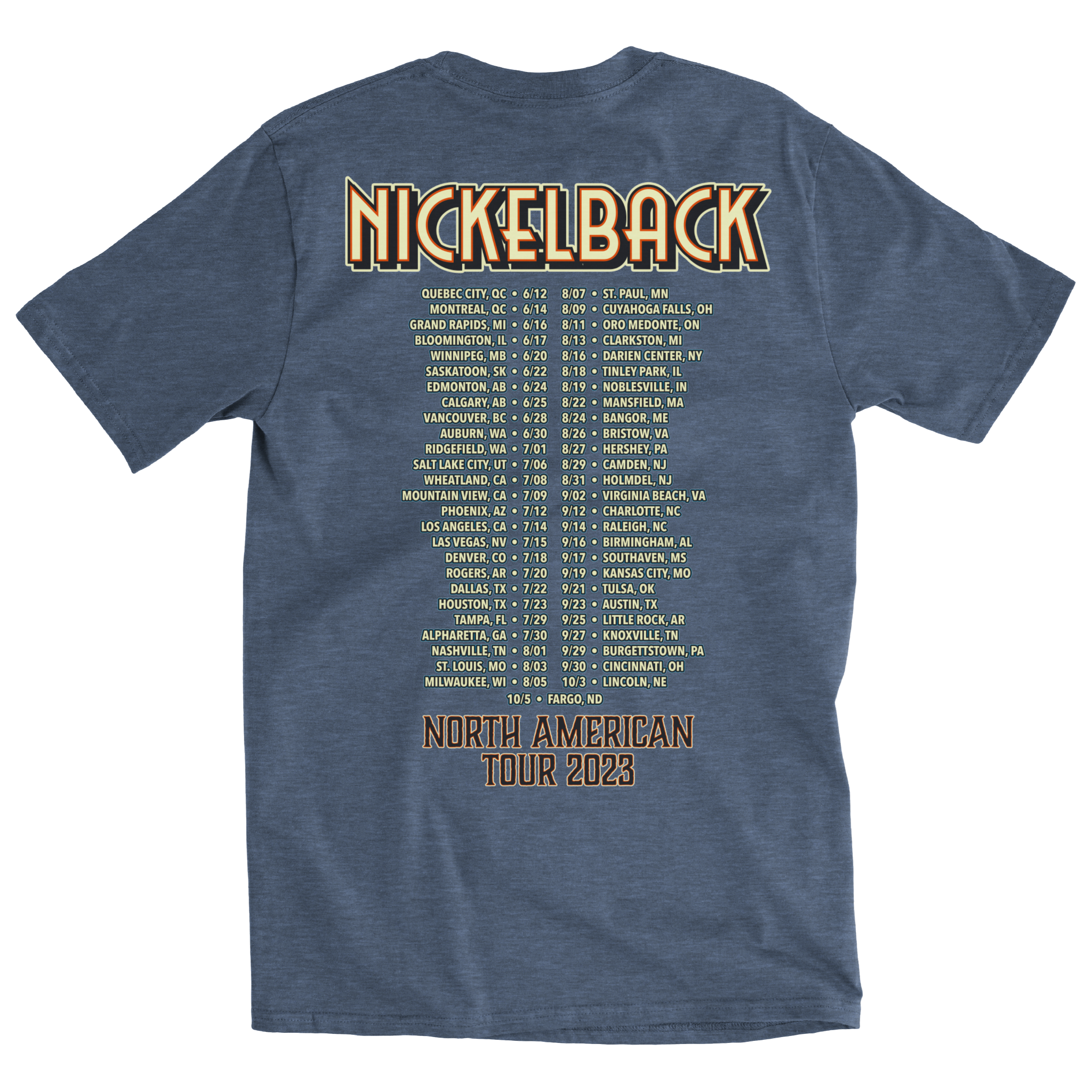 Nickelback 2023 Tour Heather Denim Tee