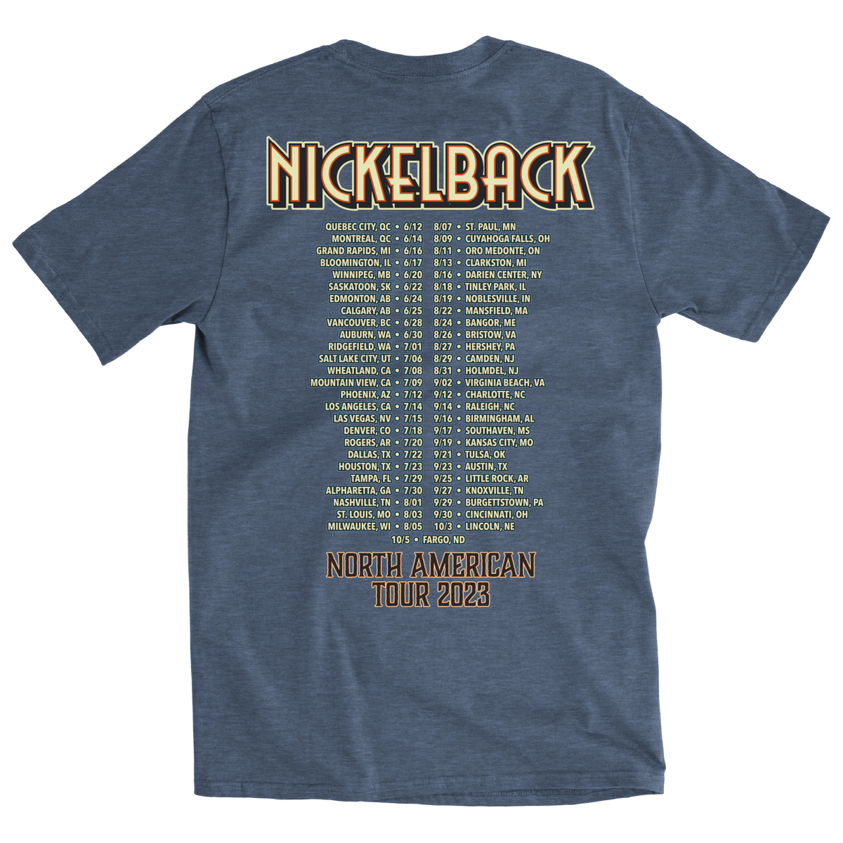 Nickelback 2023 Tour Heather Denim Tee