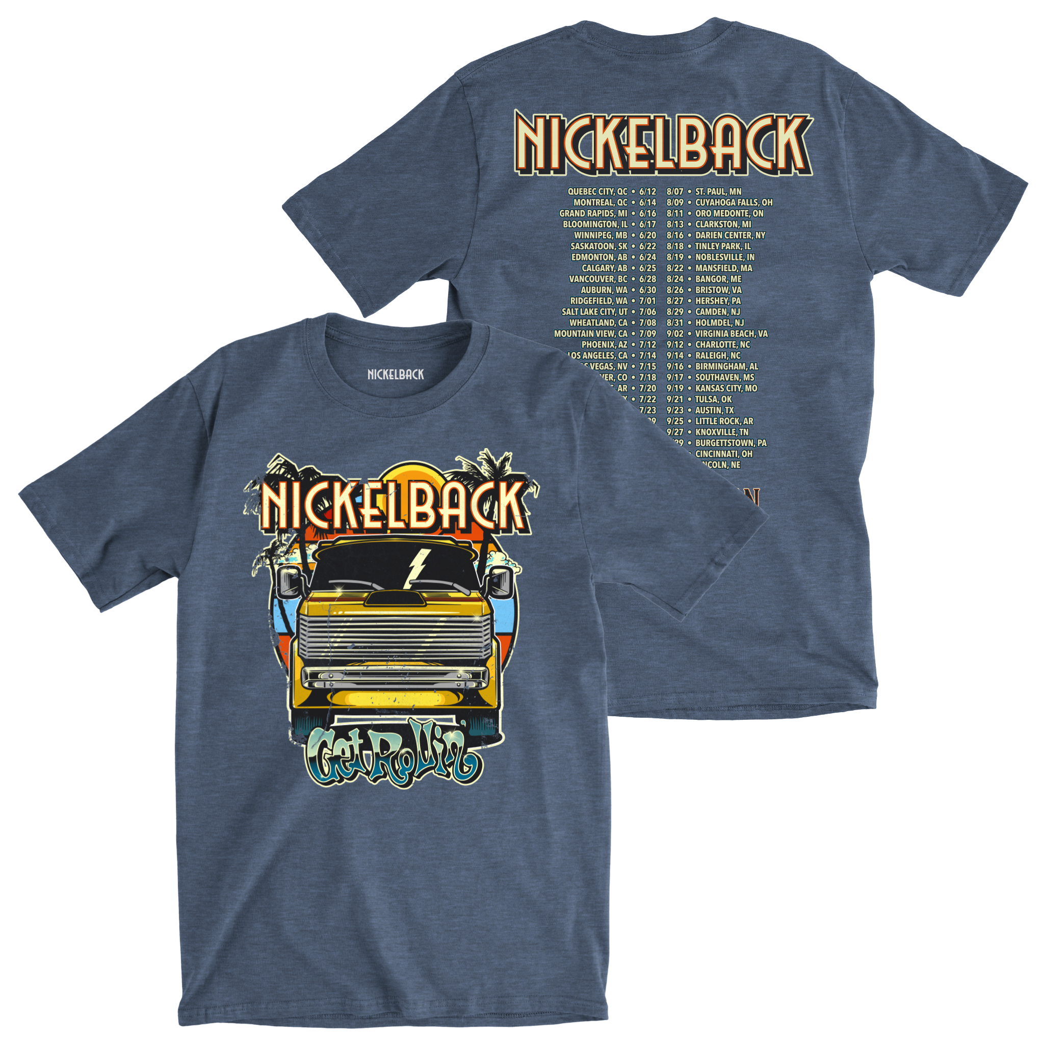 Nickelback 2023 Tour Heather Denim Tee
