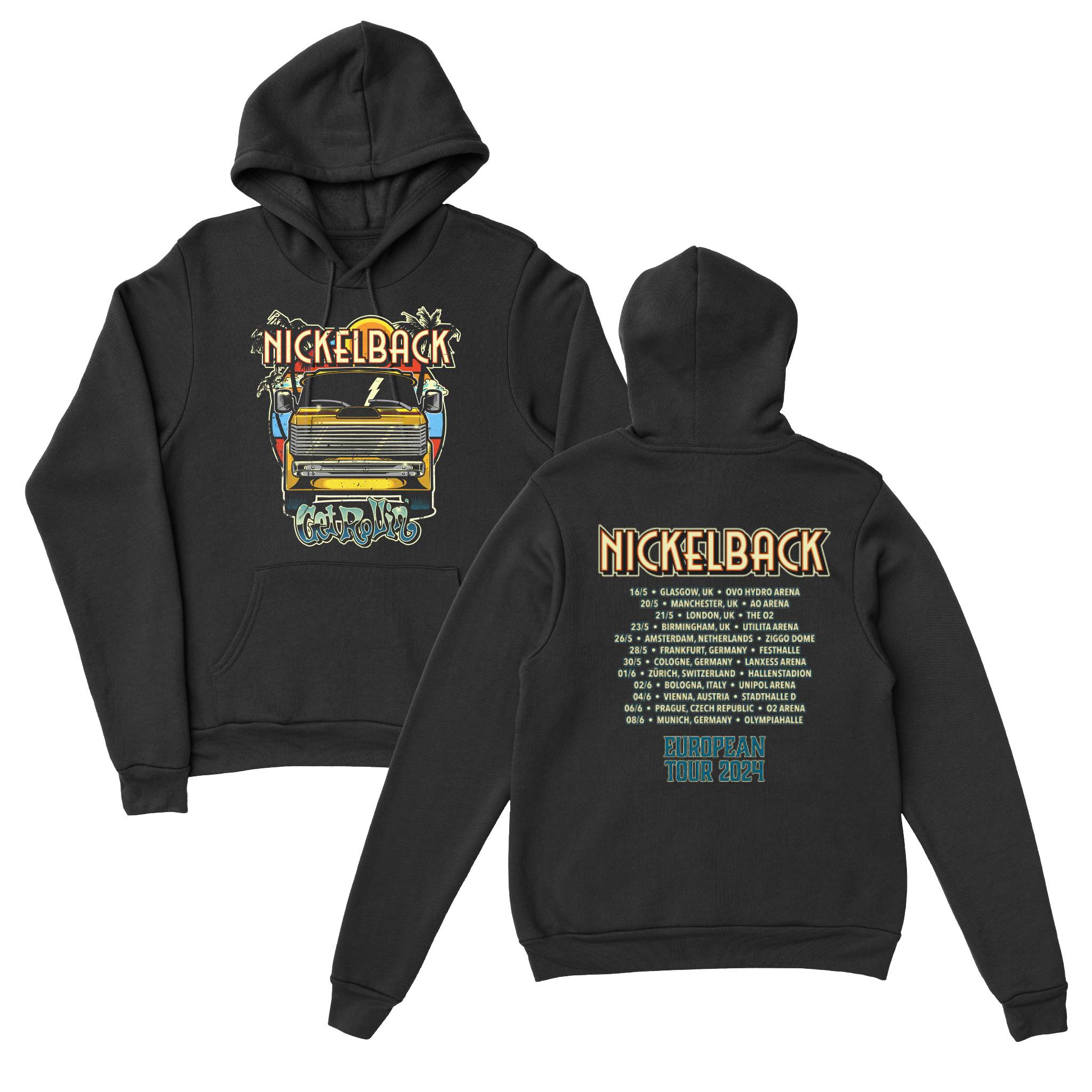 Nickelback 2024 European Tour Black Hoodie