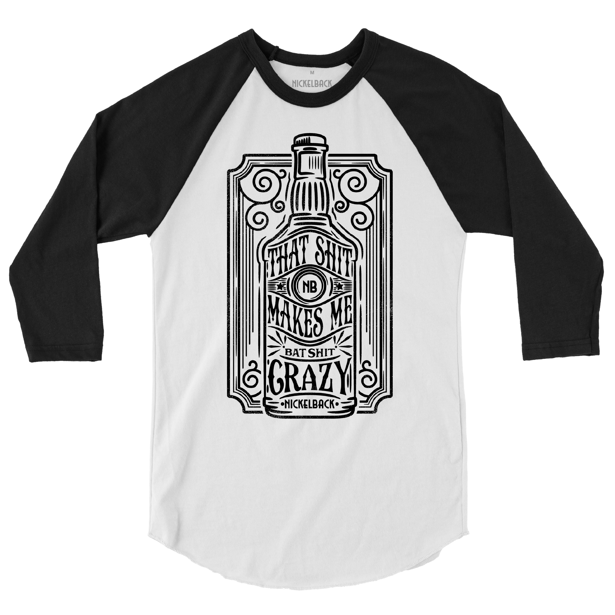 Batshit Crazy White/Black Raglan Tee