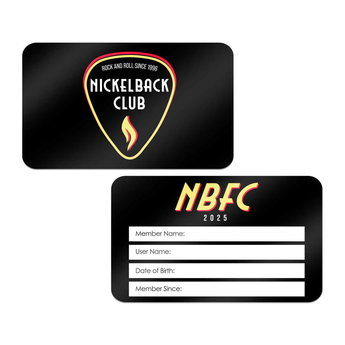 Nickelback Club 2025 Membership Card