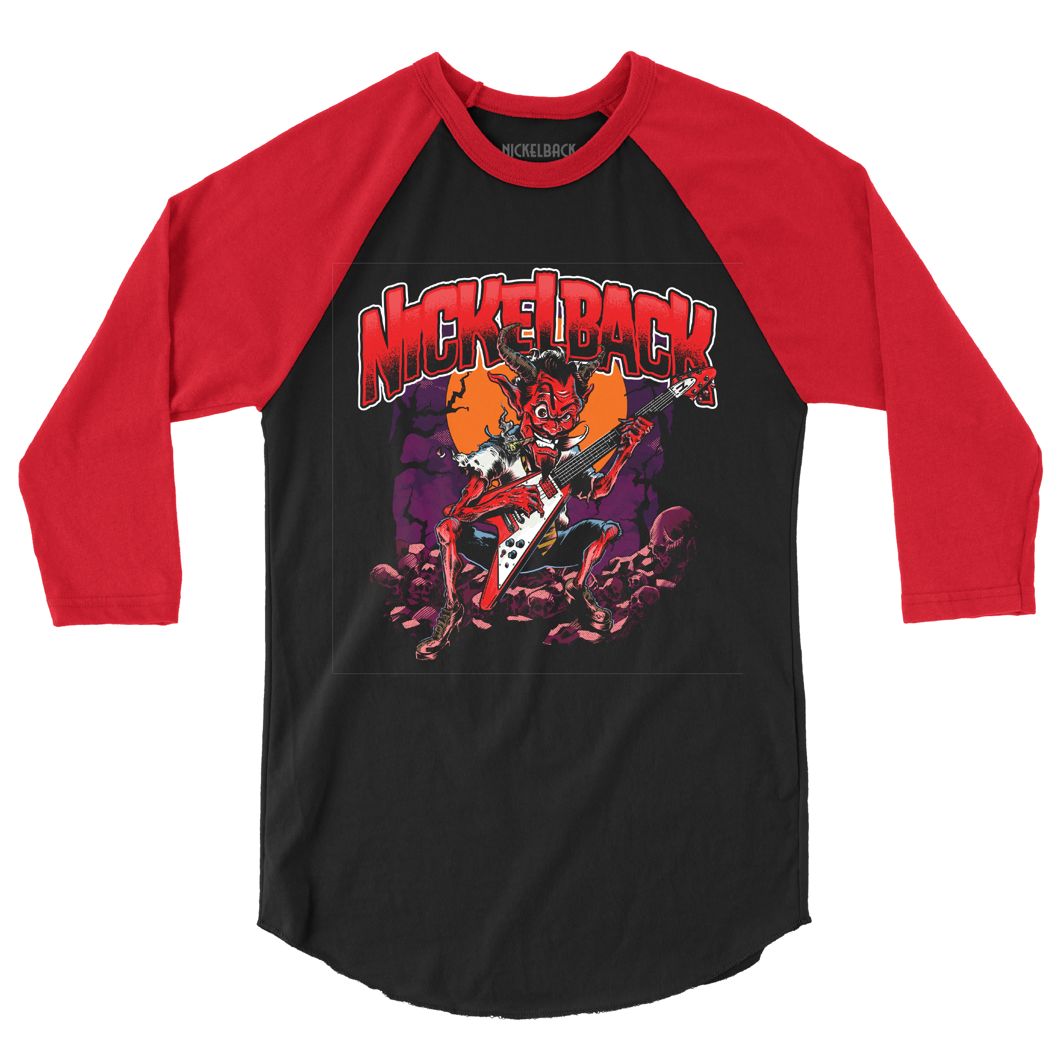 Devil Went Down Black Red Raglan