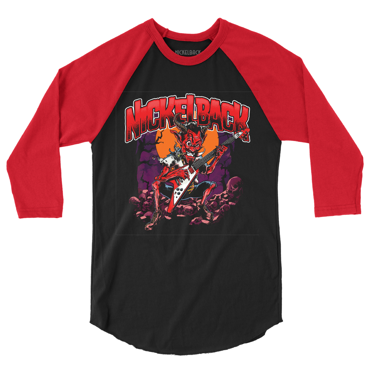 Devil Went Down Black Red Raglan