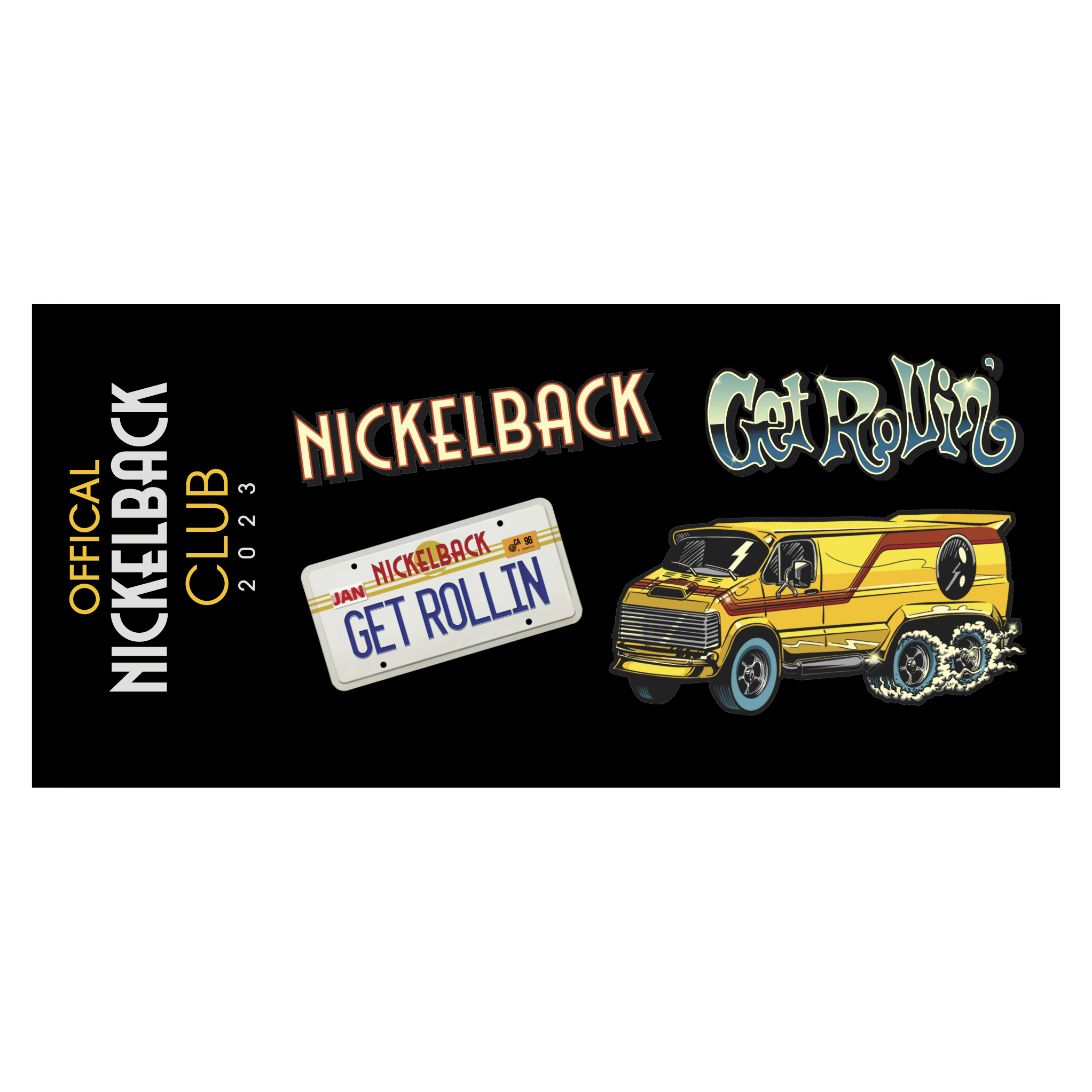 Nickelback Club Pick Tin Set and Sticker Sheet Bundle